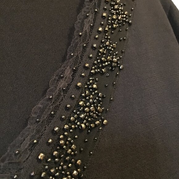 Nygard Collection Rayon High Banded Waist Bead + Lace Collared Top - Picture 5 of 16